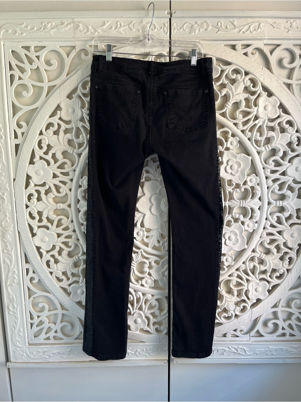 Tristan Y2K Black Low Rise Bootcut Jeans Sequin Side Stripe Size 8 - Picture 4 of 11